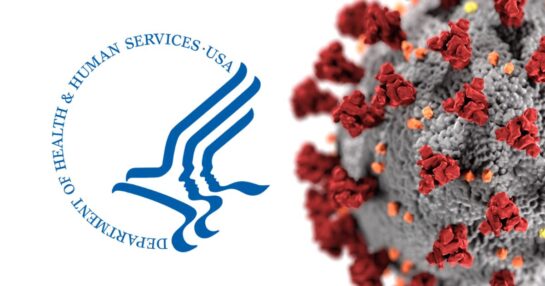 HHS logo with coronavirus